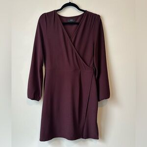 NWT Able Lacy Crepe Wrap Mini Dress Size M Burgundy